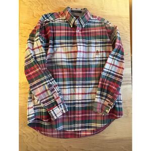 Tommy Hilfiger Mens Large Plaid Long Sleeve Dress Shirt L Button Up